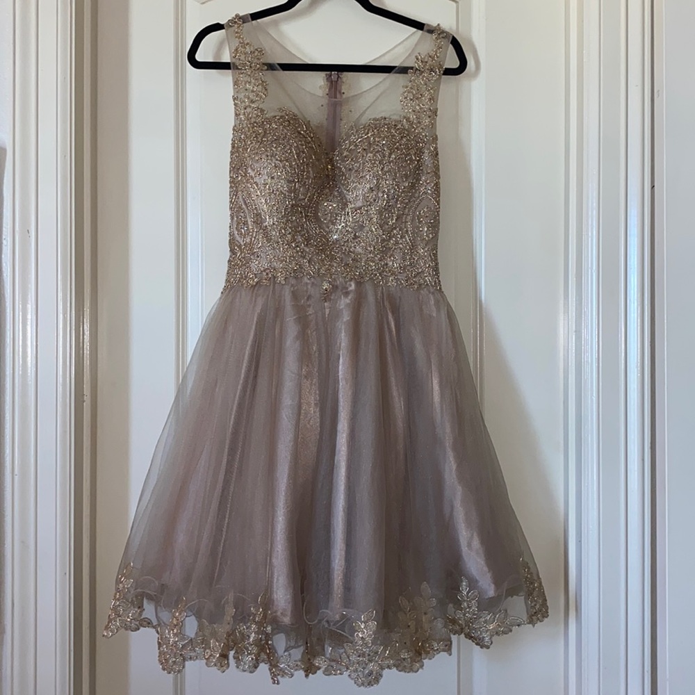 Gold/Tan Homecoming Dress - Gem